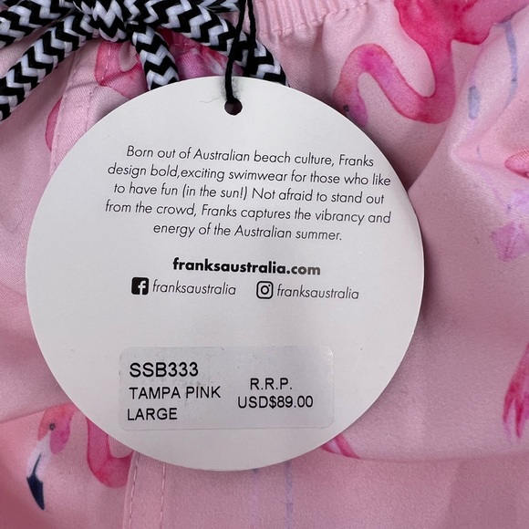 FRANKS LARGE “TAMPA PINK” SWIMMING TRUNKS,WITH MESH SUPPORT, FLAMINGO PRINTS - Picture 12 of 16